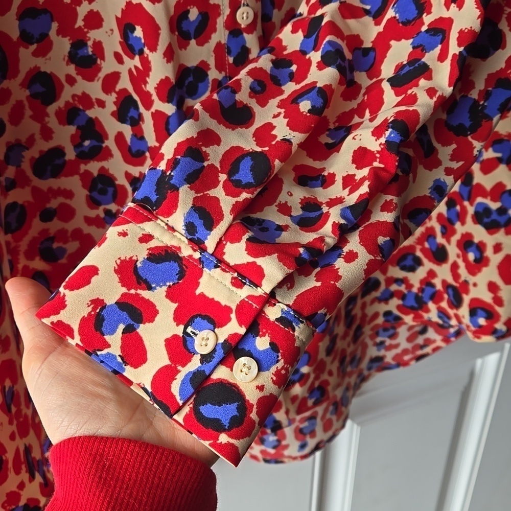 Madison Leopard Print Button Down Blouse - Picture 5 of 7